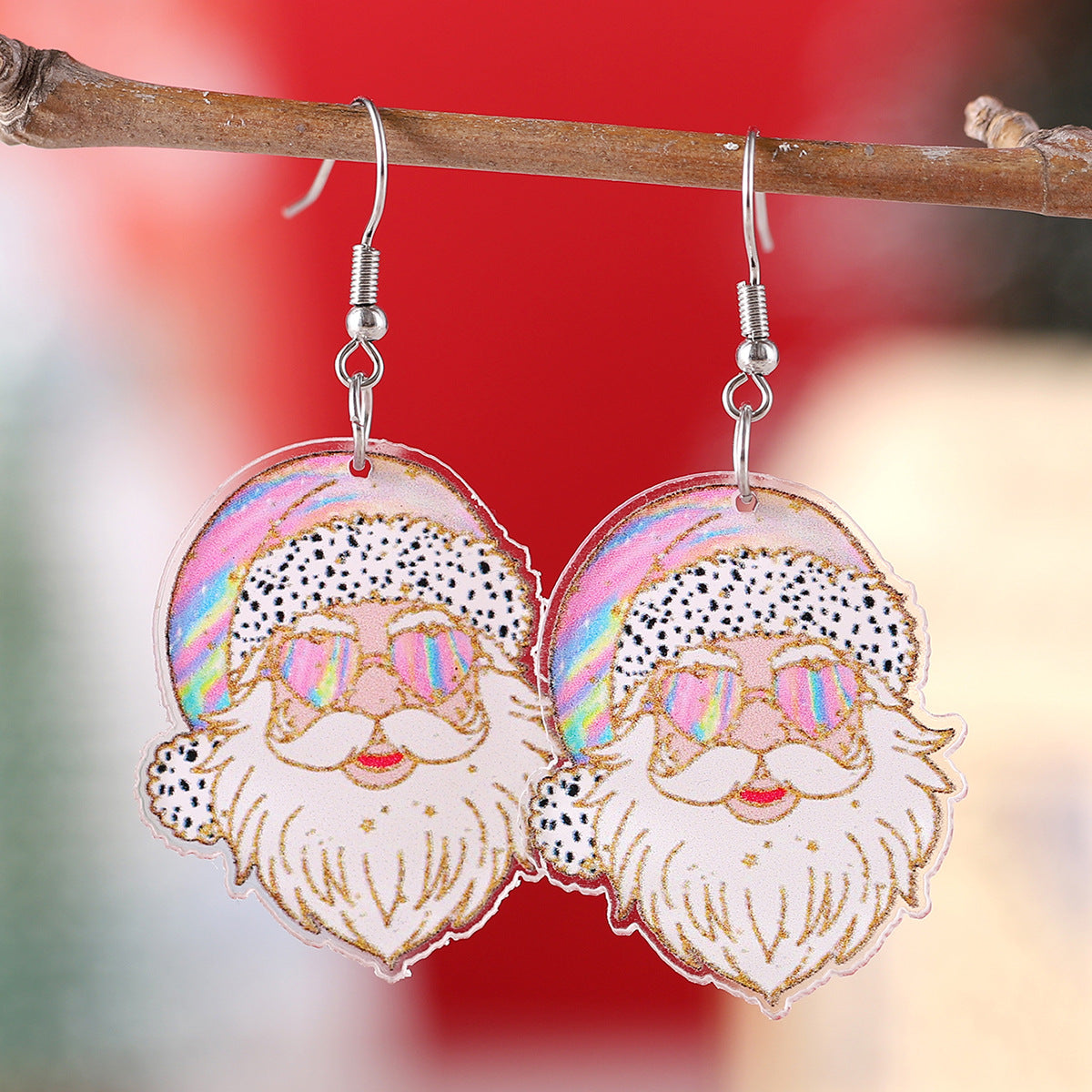 Wholesale Christmas Fun Leopard Pendant Y2K Acrylic Earrings